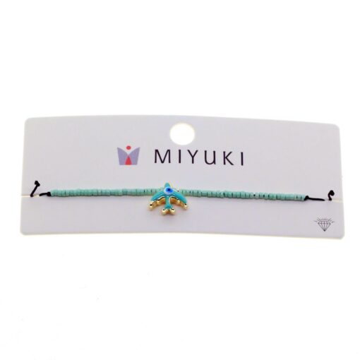 Toptan Altın Renk Su Yeşili Mineli Kuş Model Miyuki Bileklik - 2956 — изображение 2