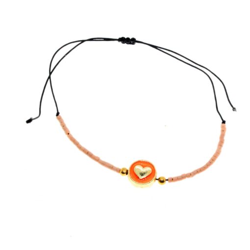 Bracelet Miyuki en émail rose doré, modèle cœur, vente en gros - 2954