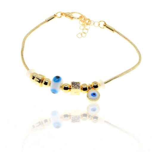 Wholesale Gold Color White Round Pandora Zircon Bracelet - 2966