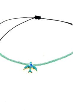 Grossiste Bracelet Miyuki en émail vert d'eau couleur or modèle oiseau - 2956