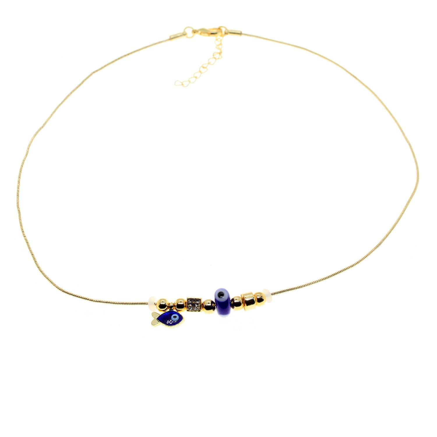 Toptan Altın Renk Mavi Mineli Balık Pandora Model Zirkon Kolye - 2992 1 Toptan Altın Renk Mavi Mineli Balık Pandora Model Zirkon Kolye  - 2992