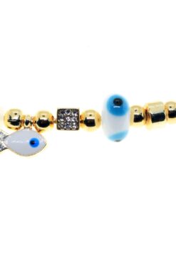 Alternative view of Toptan Altın Renk Beyaz Mineli Balık Pandora Model Zirkon Kolye  - 2988