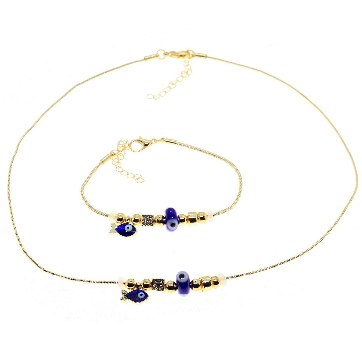 Toptan Altın Renk Mavi Mineli Balık Kolye Ve Bileklik Pandora Kombin Zirkon Set Takım - 2993 1 Toptan Altın Renk Mavi Mineli Balık Kolye Ve  Bileklik Pandora  Kombin Zirkon Set Takım -  2993