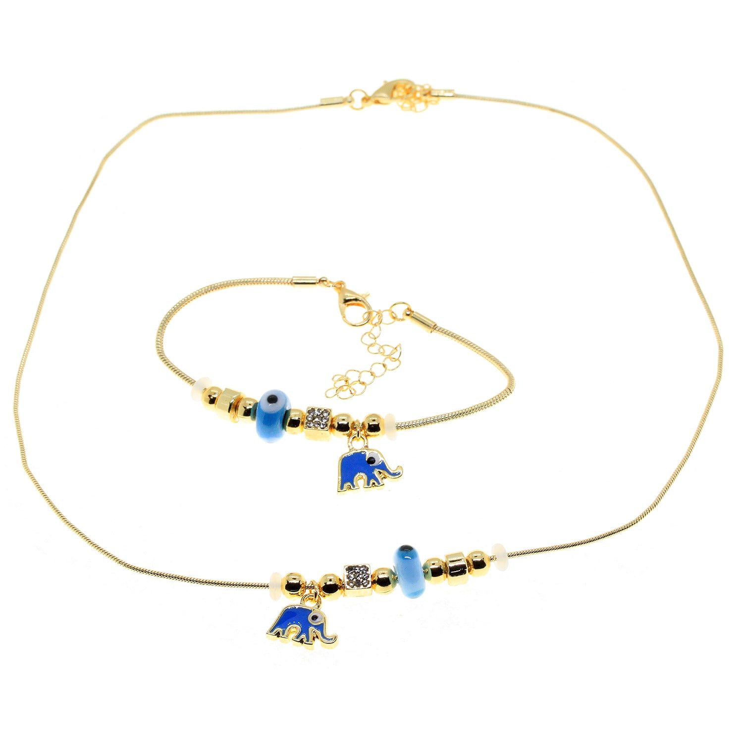 Toptan Altın Renk Turkuaz Mineli Fil Kolye Ve Bileklik Pandora Kombin Zirkon Set Takım - 2999 1 Toptan Altın Renk Turkuaz Mineli Fil Kolye Ve  Bileklik Pandora  Kombin Zirkon Set Takım -  2999
