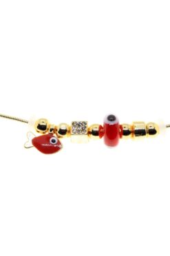Alternative view of Toptan Altın Renk Kırmızı Mineli Balık Pandora Model Zirkon Kolye  - 2986