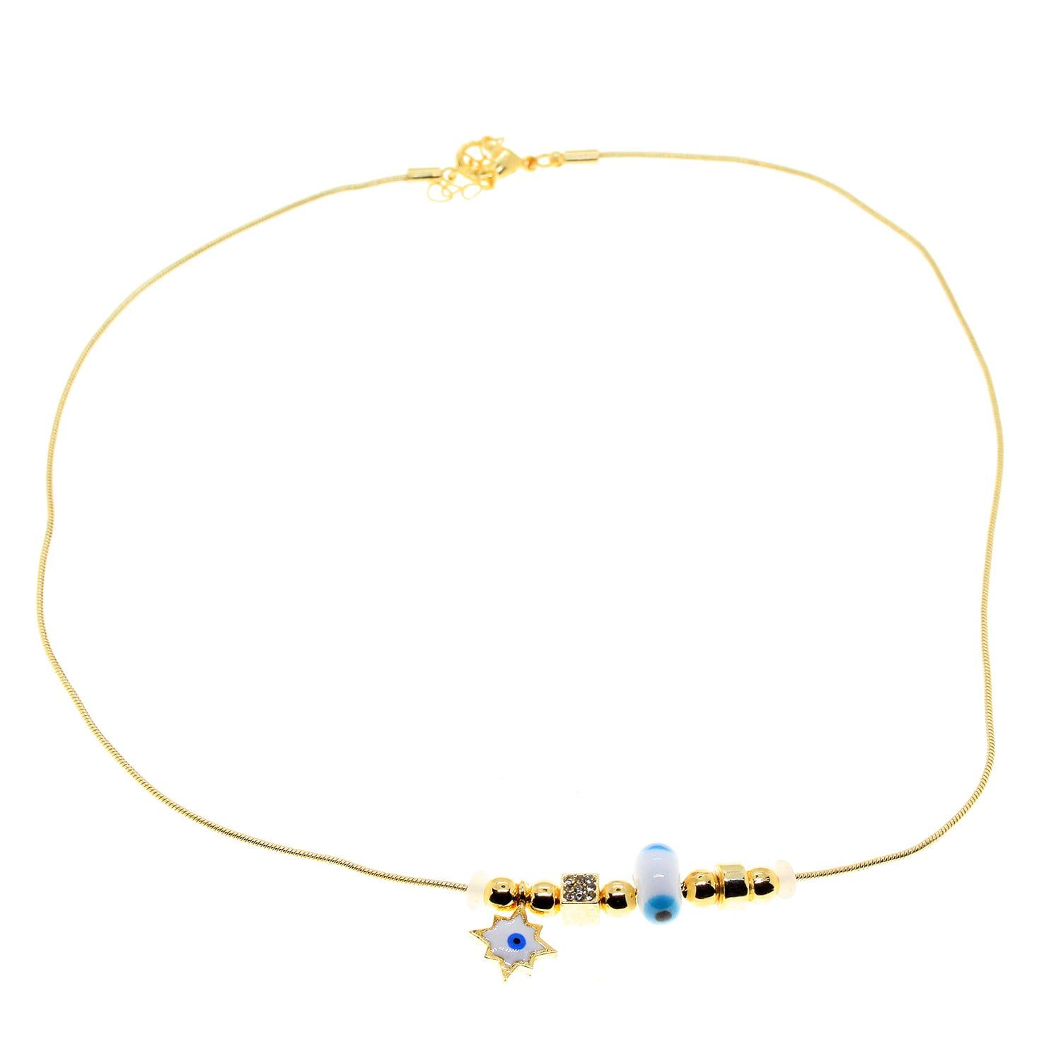 Toptan Altın Renk Beyaz Güneş Pandora Model Zirkon Kolye - 2983 1 Оптовая продажа золотого цвета белое солнце Pandora модель циркон ожерелье - 2983