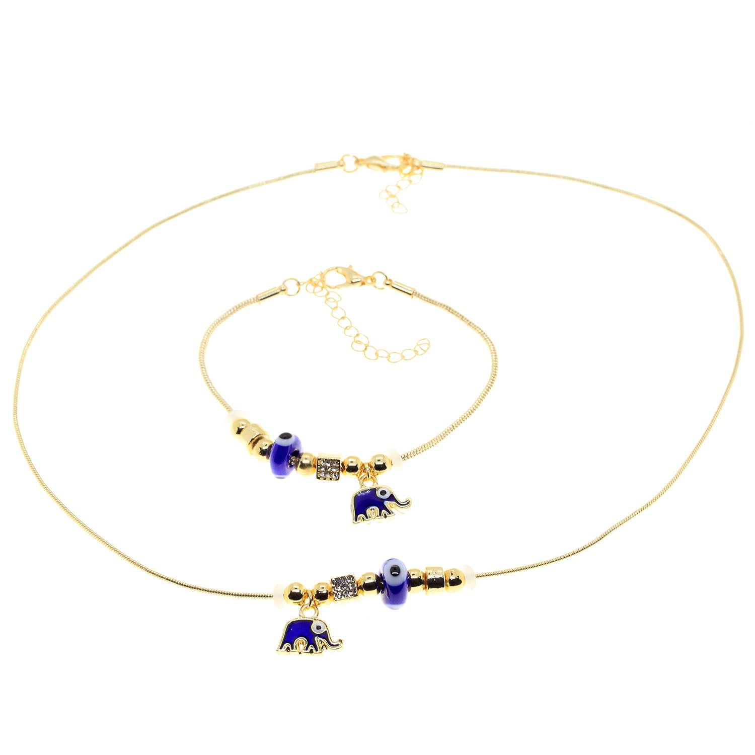 Toptan Altın Renk Mavi Mineli Fil Kolye Ve Bileklik Pandora Kombin Zirkon Set Takım - 3001 1 Toptan Altın Renk Mavi Mineli Fil Kolye Ve  Bileklik Pandora  Kombin Zirkon Set Takım -  3001