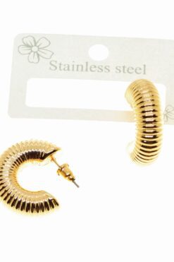 Toptan Altın Renk Çivili Halka Çizgili Küpe Vip Kararmaz Solmaz Çelik Küpe - 3030 4 54f4e1ae39a945a9bee0a037091cad08