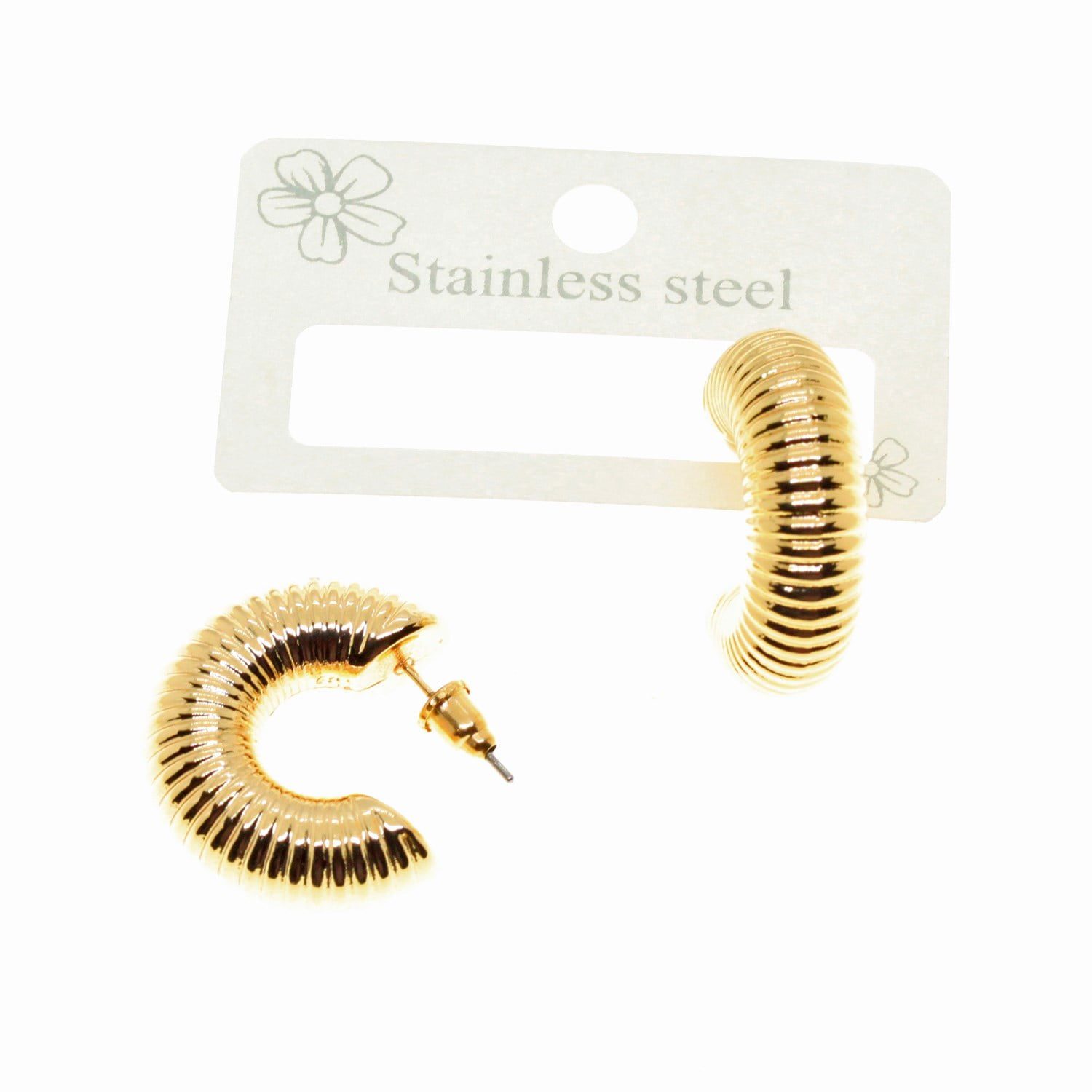 Toptan Altın Renk Çivili Halka Çizgili Küpe Vip Kararmaz Solmaz Çelik Küpe - 3030 2 Toptan Altın Renk Çivili Halka Çizgili Küpe Vip Kararmaz Solmaz Çelik Küpe - 3030 - Image 2