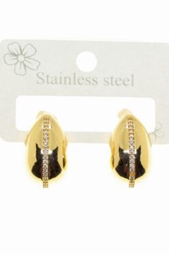 Toptan Altın Renk Zirkon Taş Gözyaşı Bottega Küpe Vip Kararmaz Solmaz Çelik Küpe - 3029 6 6a06100cf09f47ed95e7f4d045ba8bef