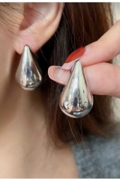 Wholesale Silver Color Teardrop Bottega Earrings Women Drop Earrings Vip Tarnish Resistant Steel Earrings - 3014