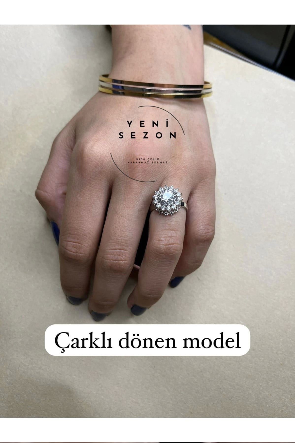 Toptan Gümüş Renk Ayçiçeği Model Zirkon Taşlı Çelik Ayarlanabilir Dönen Çelik Yüzük - 3101 2 Toptan Gümüş Renk Ayçiçeği Model Zirkon Taşlı Çelik Ayarlanabilir Dönen Çelik Yüzük - 3101 - الصورة 2