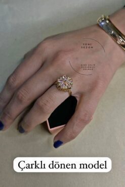 Toptan Altın Renk Pembe Lotus Model Zirkon Taşlı Çelik Ayarlanabilir Ucu Dönen Çelik Yüzük - 3109 3 d5cf17b111eb43da9ae7ffc8d72a9303