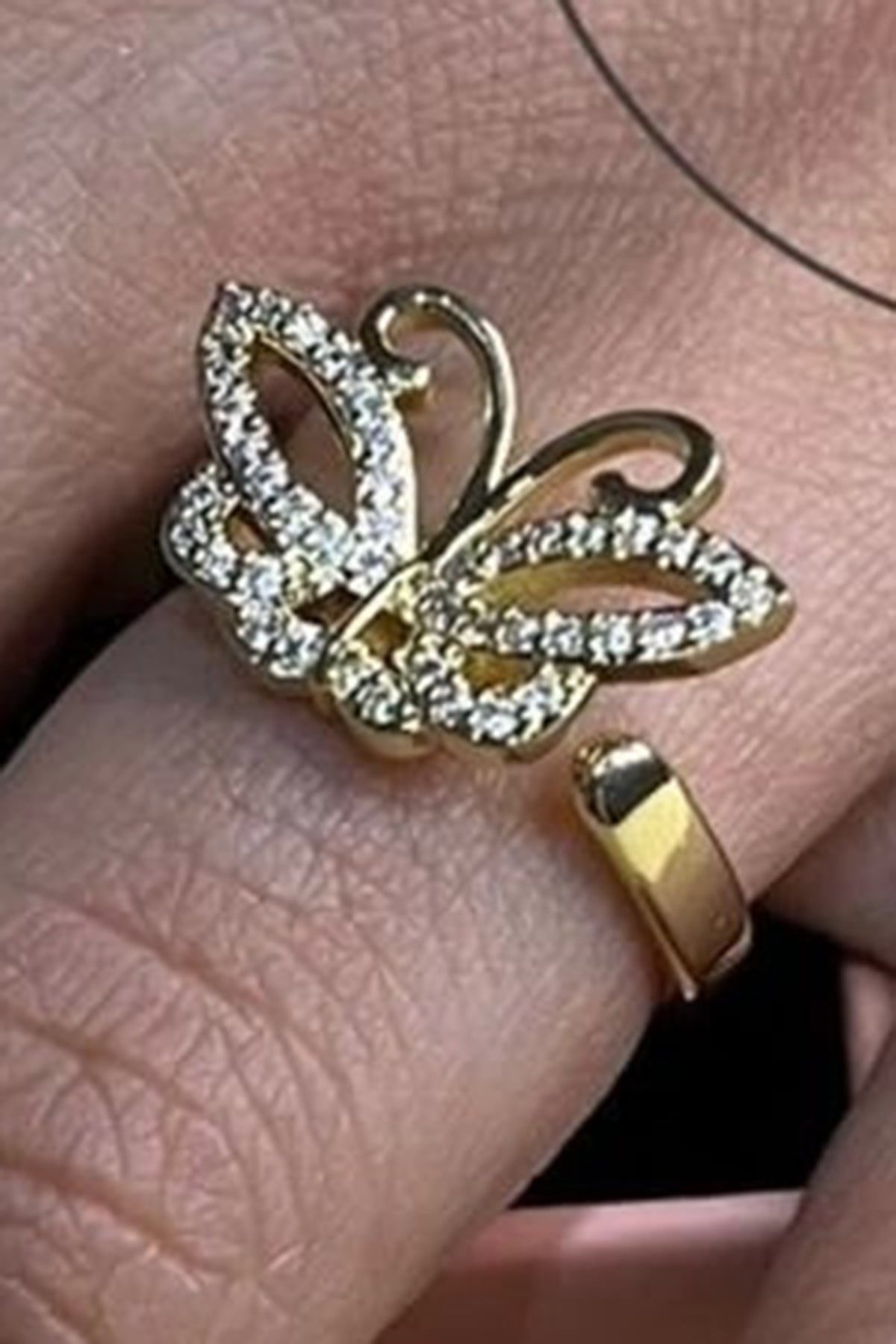 Toptan Altın Renk Kelebek Model Zirkon Taşlı Model Ayarlanabilir Çelik Yüzük - 3090 1 Toptan Altın Renk Kelebek Model Zirkon Taşlı Model Ayarlanabilir Çelik Yüzük - 3090