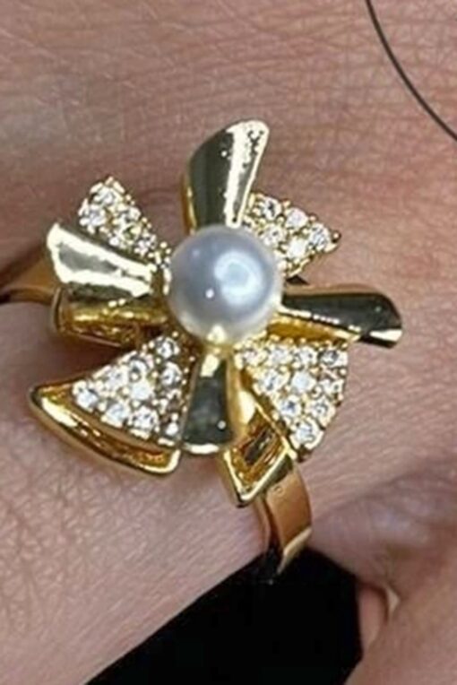 Bague en acier inoxydable avec perle et aile en zircone, réglable et rotative, modèle en acier inoxydable, vente en gros - 3107