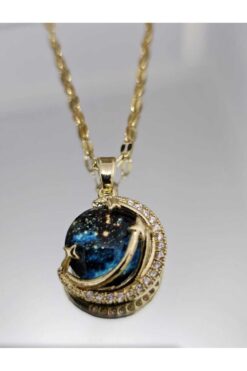 Toptan Altın Renk Singapur Zincir Mavi Zirkon Taşlı Gezegen Vip Solmaz Kararmaz Çelik Kolye - 3044 5 f23ec6b1b174487e8c21b276facd792f
