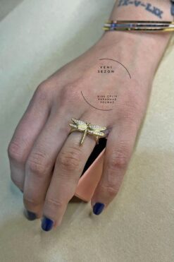 Toptan Altın Renk Yusufçuk Zirkon Taşlı Model Ayarlanabilir Çelik Yüzük - 3112 3 fb60be21758f4bc4a6b2c63e8b9382cf