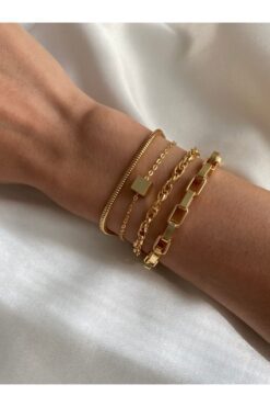 Bracelet quadruple combinaison détaillé en cube en gros
