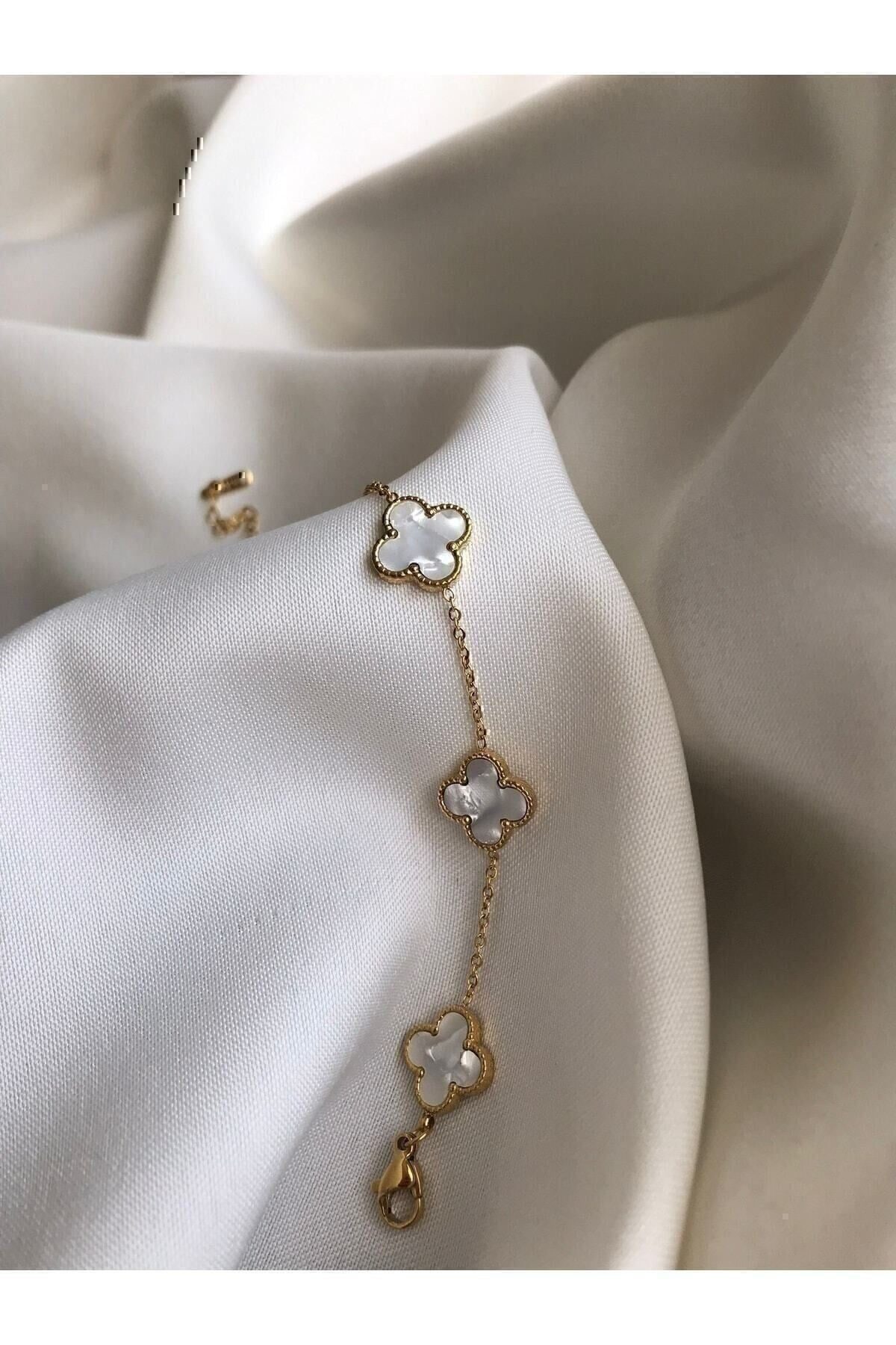 Toptan Altın Renk Beyaz Sedef Van Cleef Bijuteri Bileklik - 3129 3 Toptan Altın Renk Beyaz Sedef Van Cleef Bijuteri Bileklik - 3129 – Image 3