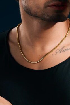 Toptan Altın Renk Unisex Snake Zincir (4 mm) 60 cm. Çelik Kolye- 3140 14 4047e6b5bc294034916021a2983ee27b