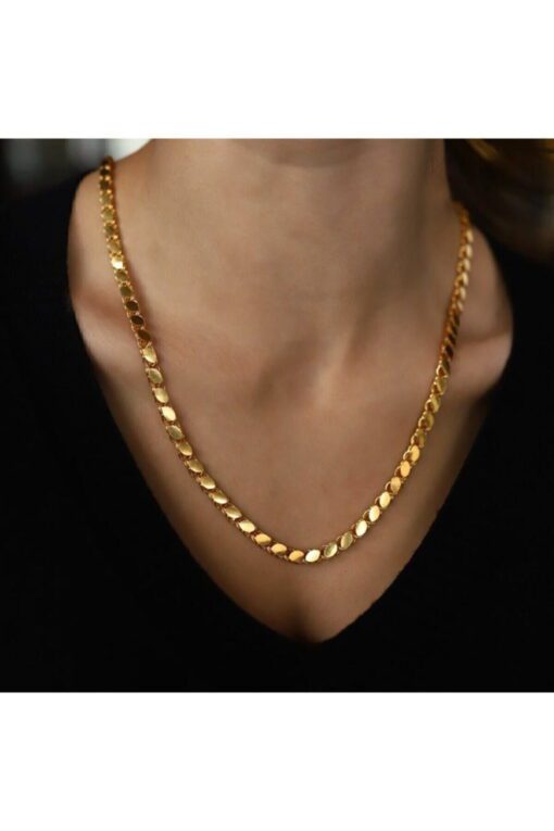 Wholesale Gold Color Barley Chain Steel Necklace 60 Cm - 3133