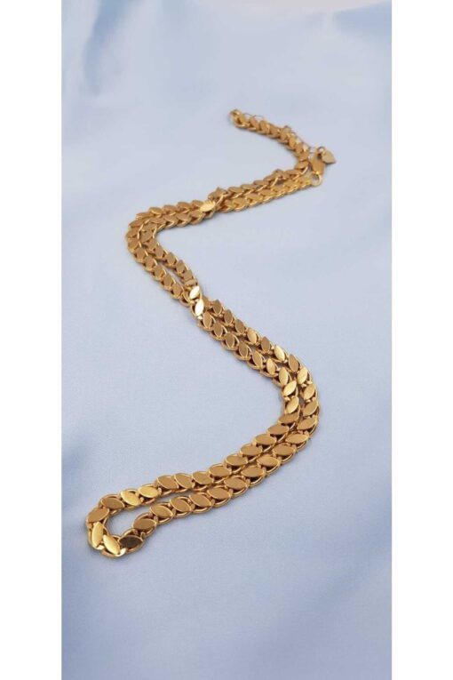 Toptan Altın Renk Arpa Zincir Çelik Kolye 60 Cm - 3133 - Image 3