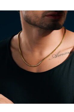 طقم قلادة وأسورة من الفولاذ من Vip، سلسلة ثعبان ذهبية للجنسين (4 مم) بطول 60 سم، للبيع بالجملة - 3142 4 e9b9dbcd957342879e393e589db71ae7