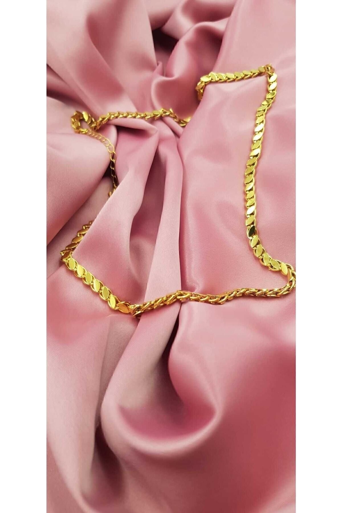 Wholesale Gold Color Barley Chain Steel Necklace 60 Cm - 3133 4 Toptan Altın Renk Arpa Zincir Çelik Kolye 60 Cm - 3133 - Image 4