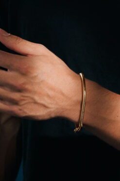Alternative view of Toptan Altın Renk Unisex Snake Zincir (4 mm) Çelik Bileklik - 3138