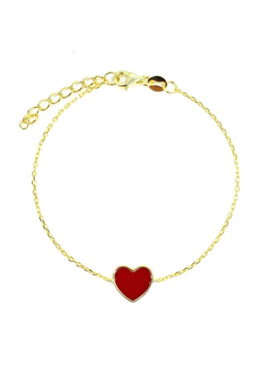 Wholesale Gold Colour Red Enamel Heart Bracelet Bijouterie Bracelet - 3148