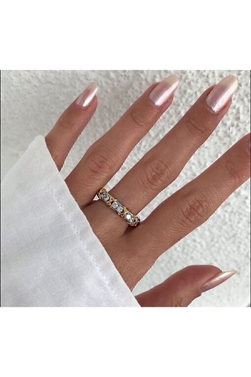 Toptan Gümüş Renk Altın Rodaj  Tiffany Model Çelik Su Yolu Yüzük Çelik Yüzük - 3161 — изображение 3