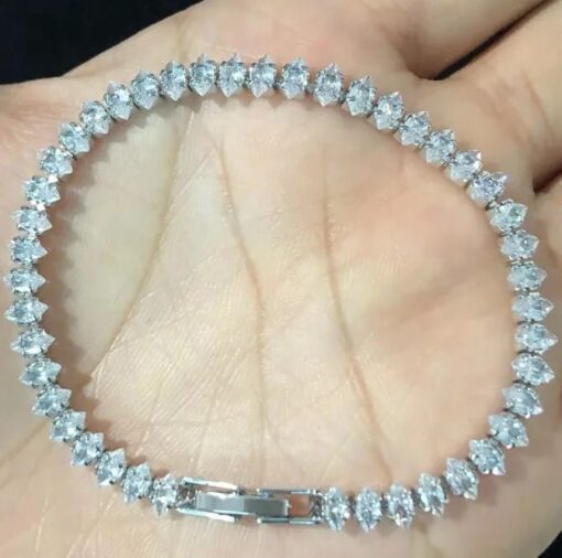 ⁦Toptan Gümüş Renk Zirkon Taşlı Mekik Model Su Yolu Çelik Bileklik -  3177⁩ - الصورة ⁦2⁩