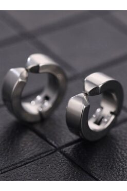Toptan Gümüş Renk 1 Ad. Sıkıştırmalı Unisex Çelik Küpe Deliksiz Kulaklara Çelik Küpe - 3185 6 5b780f5b655646e7b7e2d41f1048f44c