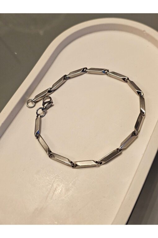 Wholesale Silver Color Stainless Steel Hip Hop Rock Melon Seed Chain Diamond Bamboo Chain Steel Bracelet - 3209