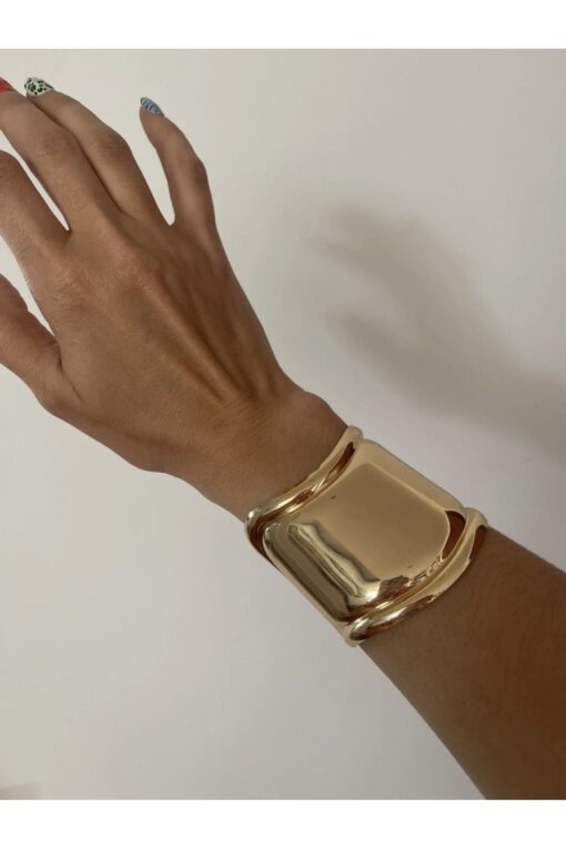Bracelet manchette épais en acier couleur or, modèle Tiffany, vente en gros - 3191