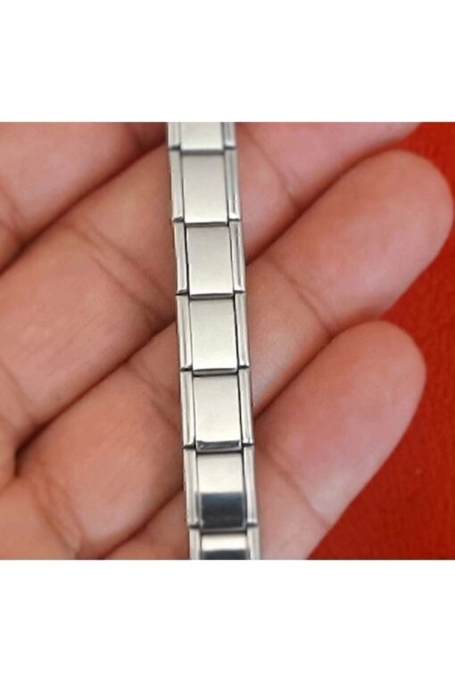 Toptan Gümüş Renk 18 Parçadan Oluşan Unisex Nomi İtalyan Charm 18 Cm. Çelik Bileklik (YAZISIZ)- 3120 - Görsel 5