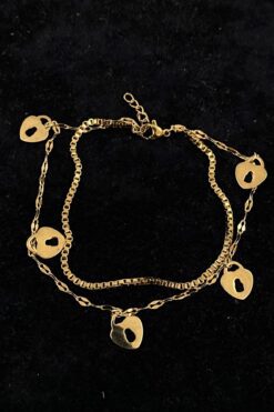 Toptan Altın Renk Anahtar Deliği Kalp Model Asansör Ve Singapur Zincir Çelik Halhal - 3235 6 0969739def544553b1e404ffb0f963ac