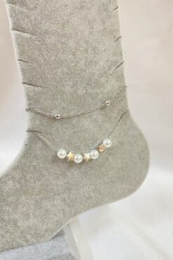 Toptan Gümüş Renk İnci Yıldız Model Top Ve Sf Zincir Çelik Halhal - 3276 7 4354214f511a4077b1537cf6a248c587