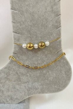 Toptan Altın Renk İnci Küre Model Sf Ve Ezme Zincir Çelik Halhal - 3229 7 443b528ec7ae48288e455c6626be3431