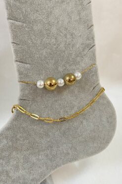 Toptan Altın Renk İnci Küre Model Sf Ve Ezme Zincir Çelik Halhal - 3229 6 5ab6fcaeb5724b3e9d9bb63d7207f476