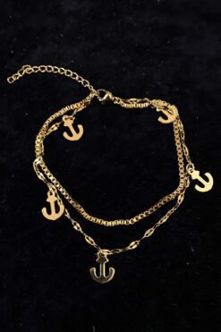 Toptan Altın Renk Çapa Model Asansör Ve Singapur Zincir Çelik Halhal - 3231 6 66bfc1e0844e4968ad3f25fe5a683c0a