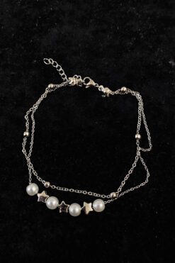 Toptan Gümüş Renk İnci Yıldız Model Top Ve Sf Zincir Çelik Halhal - 3276 6 7affb775f3024ef09226d569f369a984