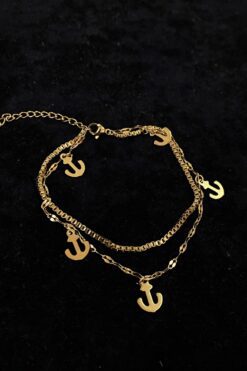 Toptan Altın Renk Çapa Model Asansör Ve Singapur Zincir Çelik Halhal - 3231 5 90636bd70e8040c1a910b64bde4e6e90