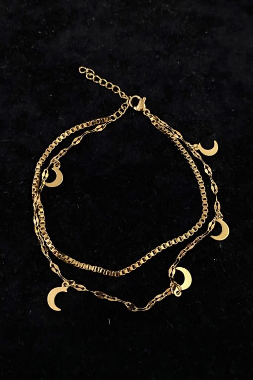 Großhandel Gold Farbe Crescent Crescent Modell Lift und Singapur Kette Stahl Fußkettchen - 3232