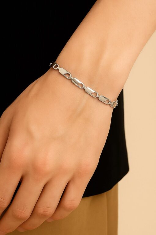Bracelet unisexe en acier couleur argent, coupe orge, vente en gros - 3349