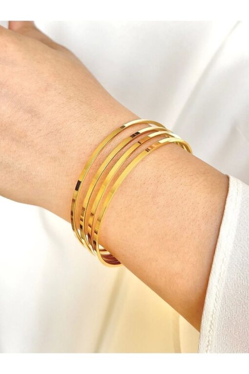 Toptan Ajda 4'lü Gold Kadın İnce Ajda Bilezik - 3155-4 – Bild 6