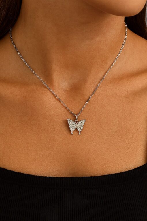 Großhandel Silber Farbe Schmetterling SF Kette Stahl Halskette-3663