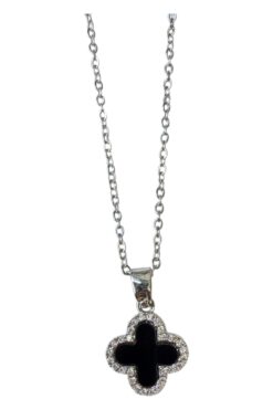 Toptan Gümüş Renk Çift Yönlü Van Cleef Kolye Önü Beyaz Arkası Siyah Sf Zincir Çelik Kolye - 3638 11 7fbceebac27144b3948facab28c00486
