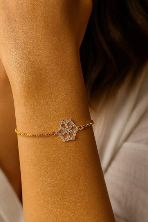 Wholesale Gold Color Snowflake Elevator Steel Bracelet - 3599