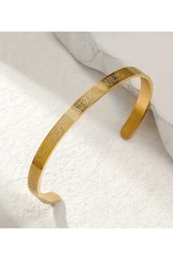 Bracelet Ayetel Kursi couleur or, bracelet unisexe réglable en acier inoxydable - 3392